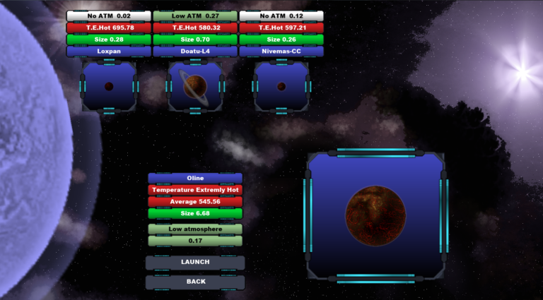 Planet and moons info.